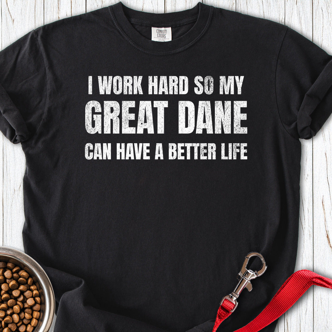 I Work Hard Great Dane Premium Tee — Black