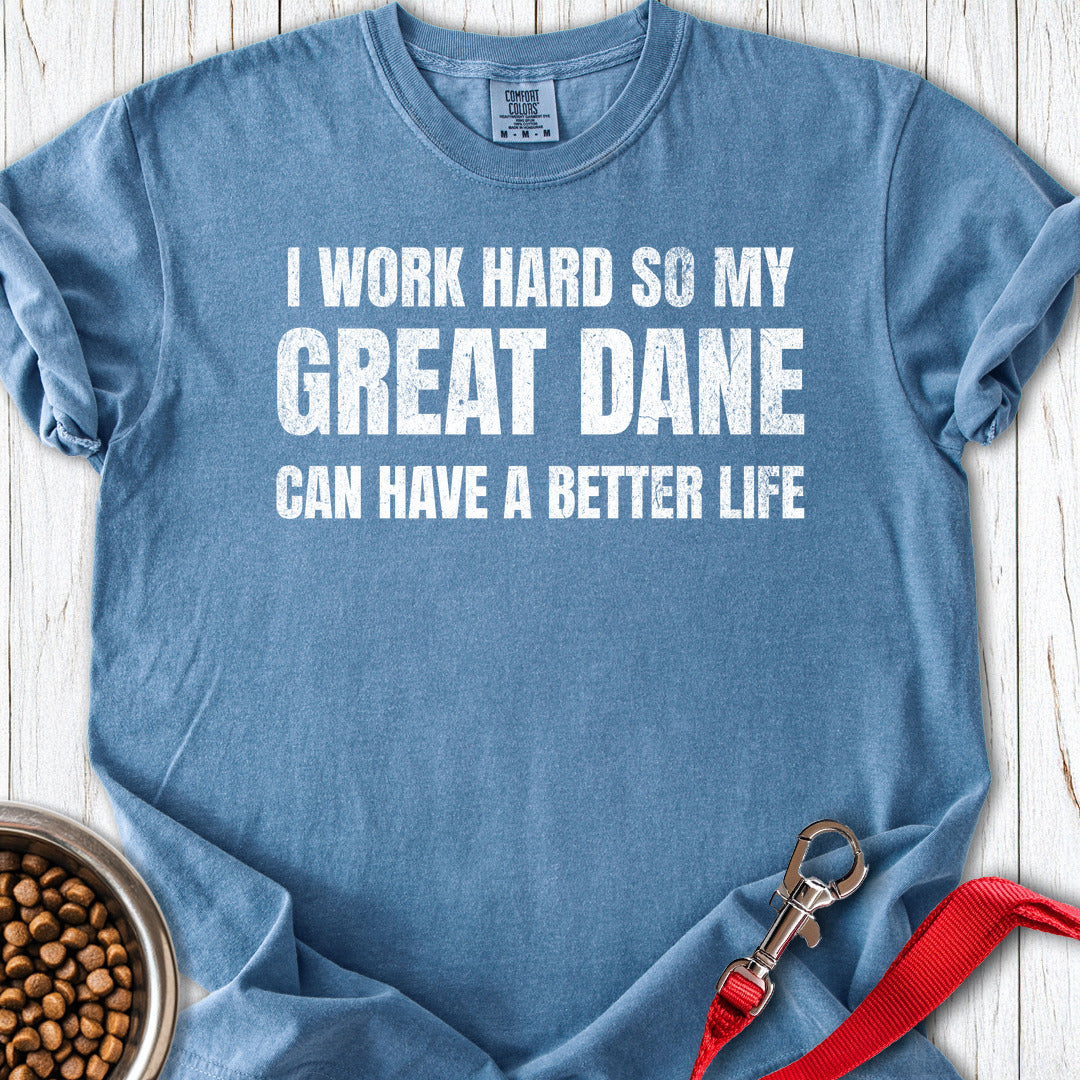 I Work Hard Great Dane Premium Tee — Blue Jean