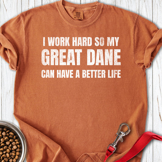 I Work Hard Great Dane Premium Tee — Yam