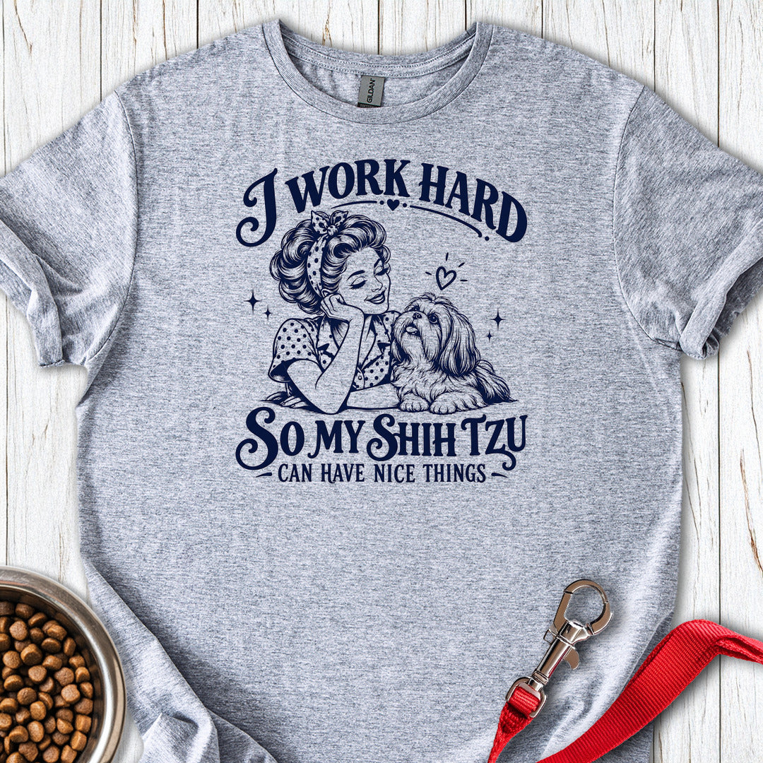 I Work Hard Shih Tzu — Sport Grey