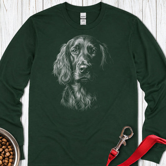 Irish Setter Engraved Long Sleeve — Forest Green