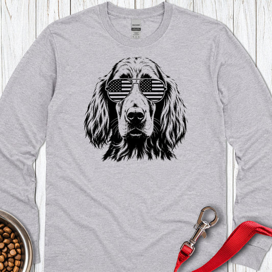 Irish Setter Flag Shades Long Sleeve — Sport Grey
