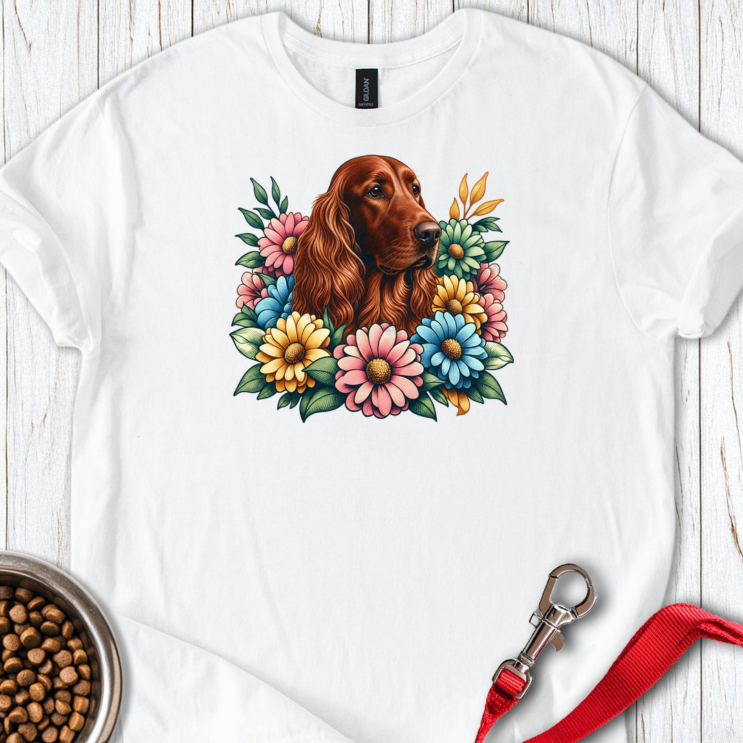 Irish Setter Flower Wreath — White