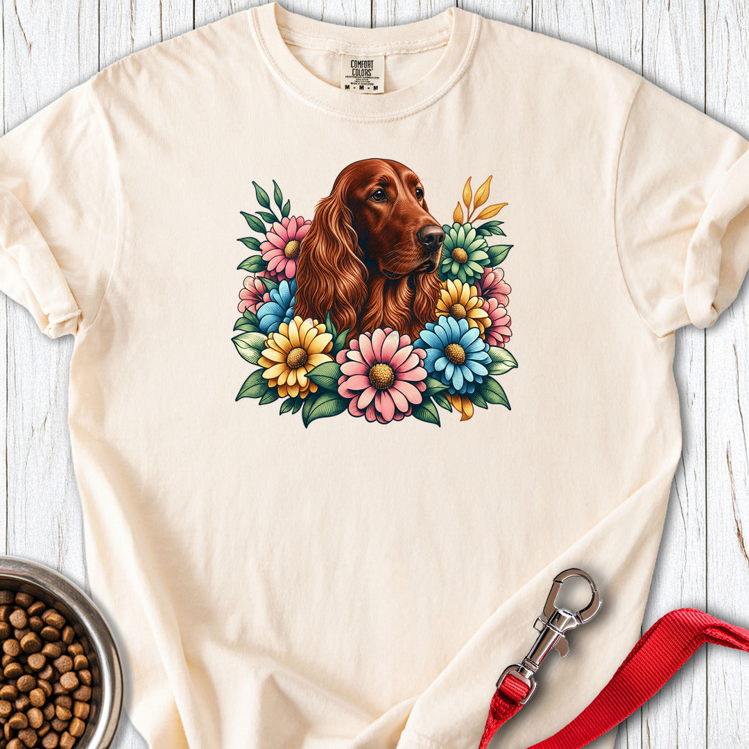 Irish Setter Flower Wreath Premium Tee — Ivory