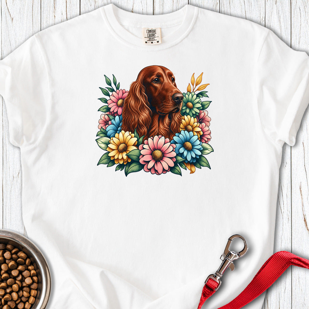 Irish Setter Flower Wreath Premium Tee — White