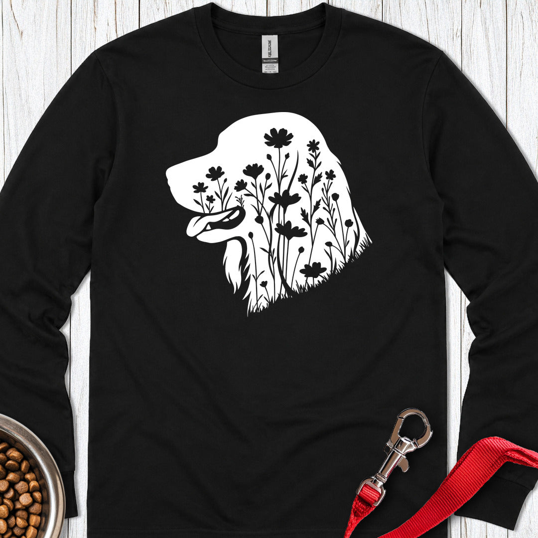 Irish Setter Flowers Long Sleeve — Black