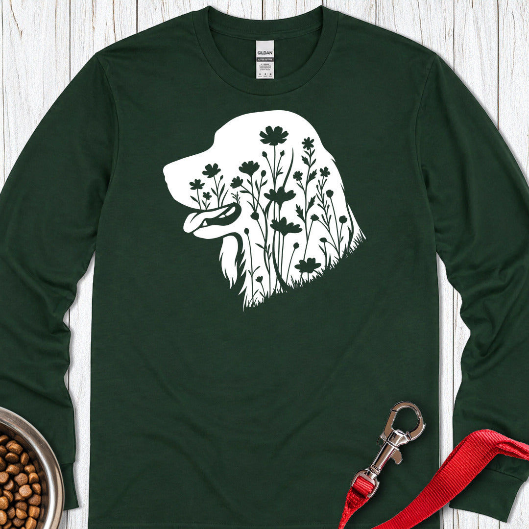 Irish Setter Flowers Long Sleeve — Forest Green