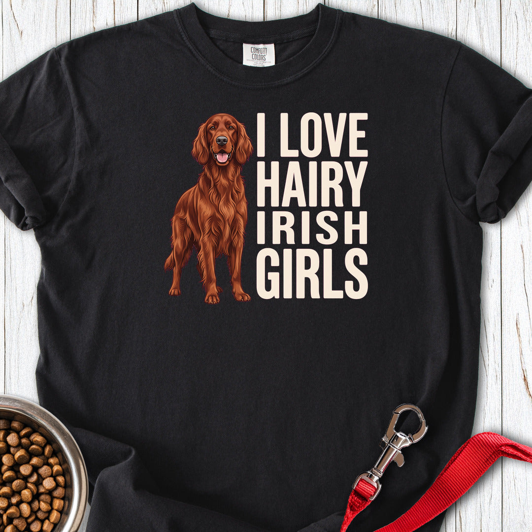 Irish Setter Hairy Girls Premium Tee — Black