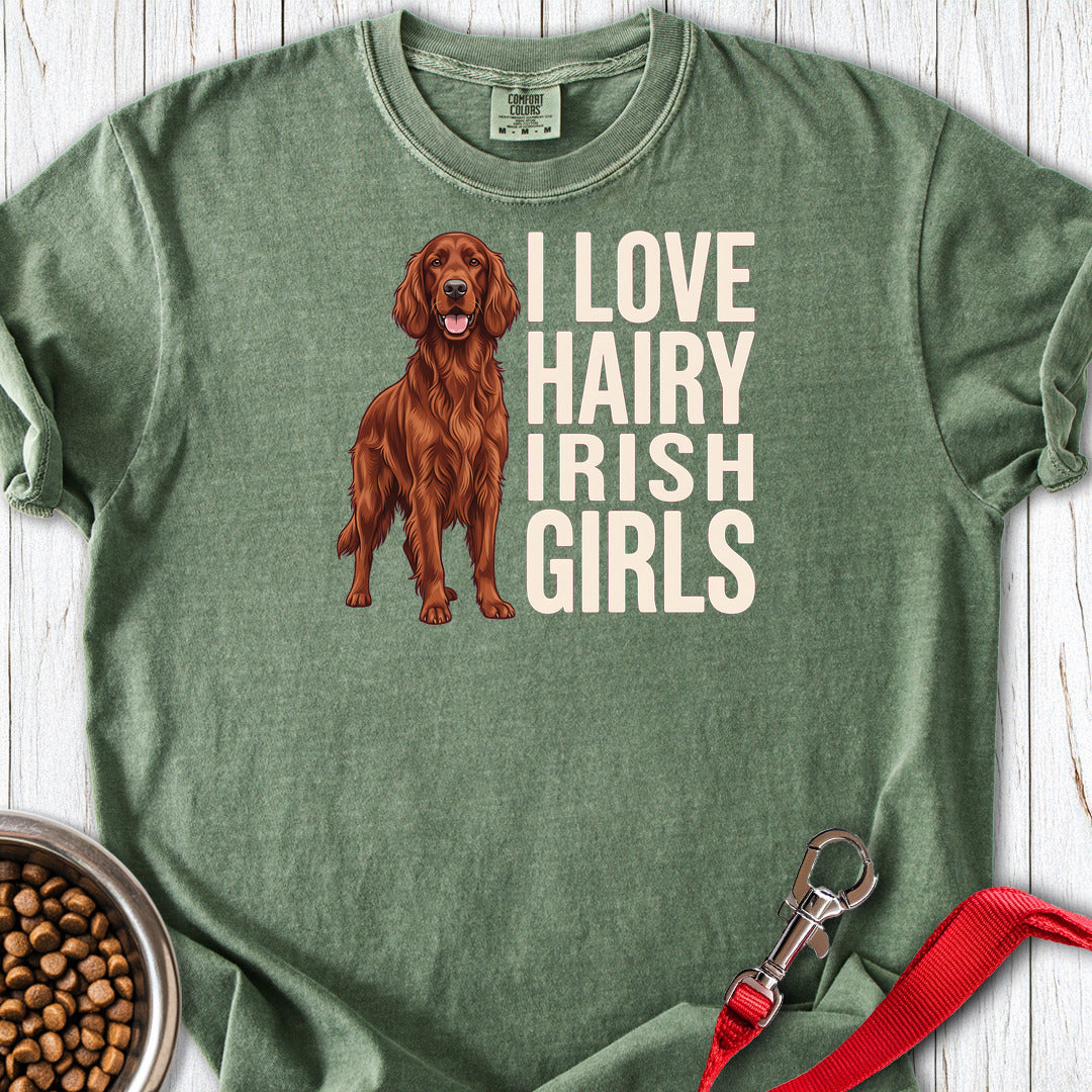 Irish Setter Hairy Girls Premium Tee — Moss