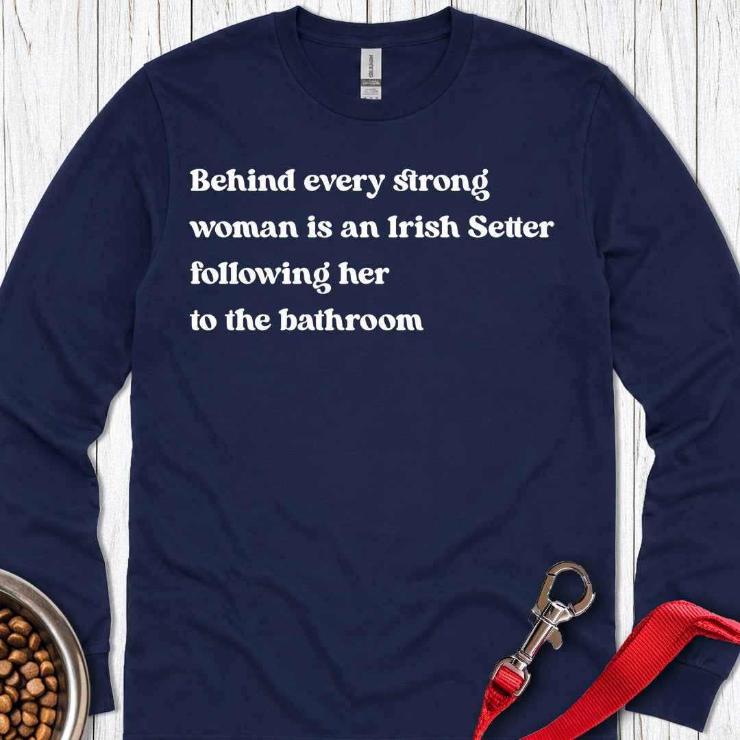 irish Setter Strong Woman Long Sleeve — Navy