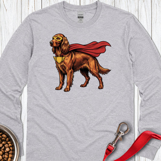 Irish Setter Superhero Long Sleeve — Sport Grey