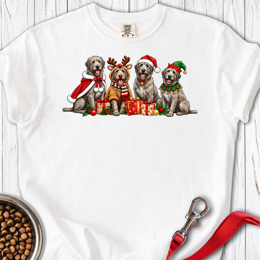 Irish Wolfhound Christmas Group Premium Tee White