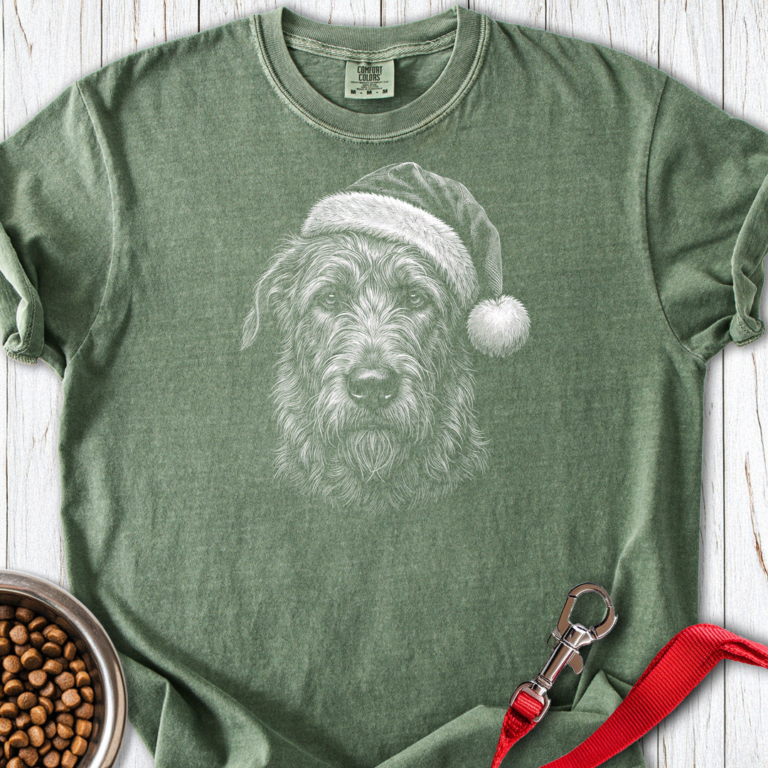 Irish Wolfhound Christmas Santa Hat Premium Tee Moss