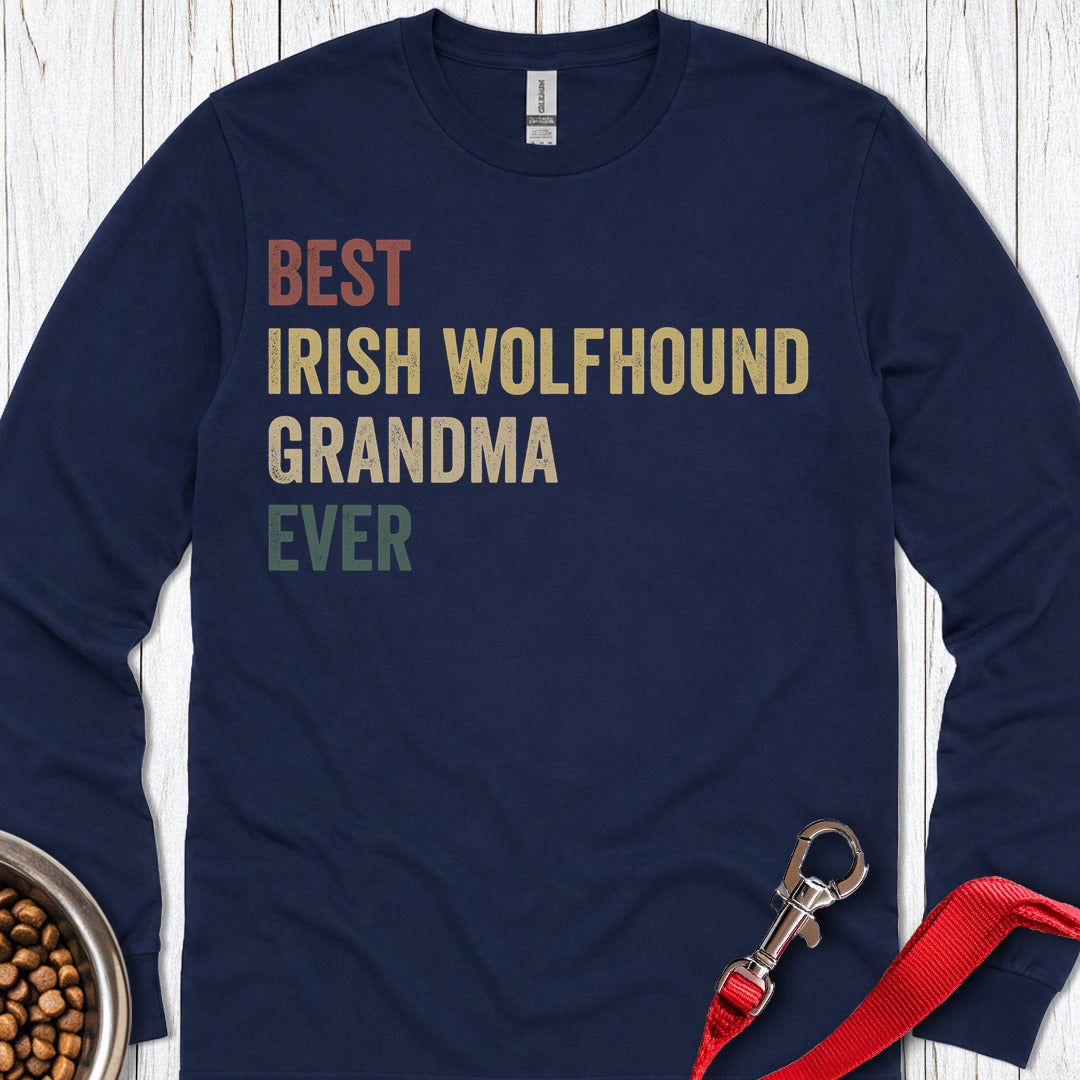Irish Wolfhound Grandma Long Sleeve — Navy