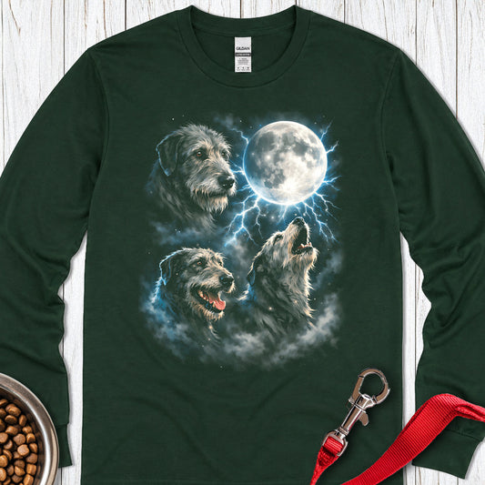 Irish Wolfhound Moon Long Sleeve — Forest Green