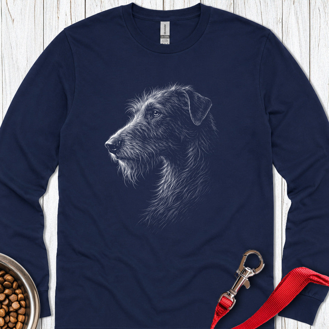 Irish Wolfhound Portrait Long Sleeve — Navy
