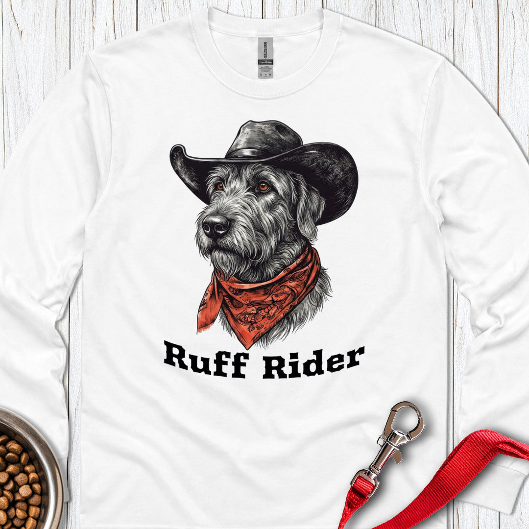 Irish Wolfhound Ruff Rider Long Sleeve — White