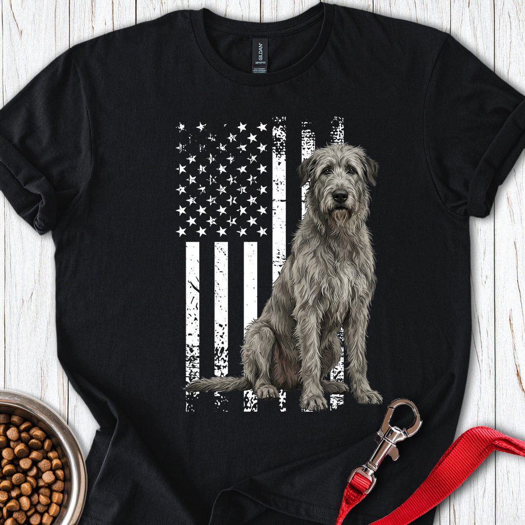 Irish Wolfhound USA Flag Black