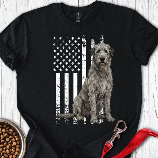 Irish Wolfhound USA Flag Black