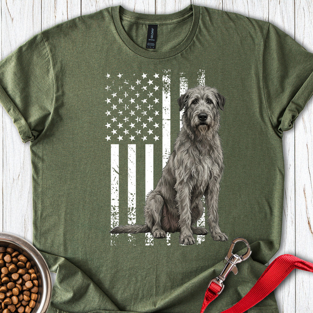 Irish Wolfhound USA Flag Military Green