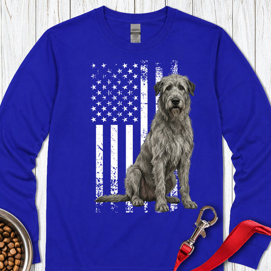 Irish Wolfhound USA Flag Long Sleeve — Royal