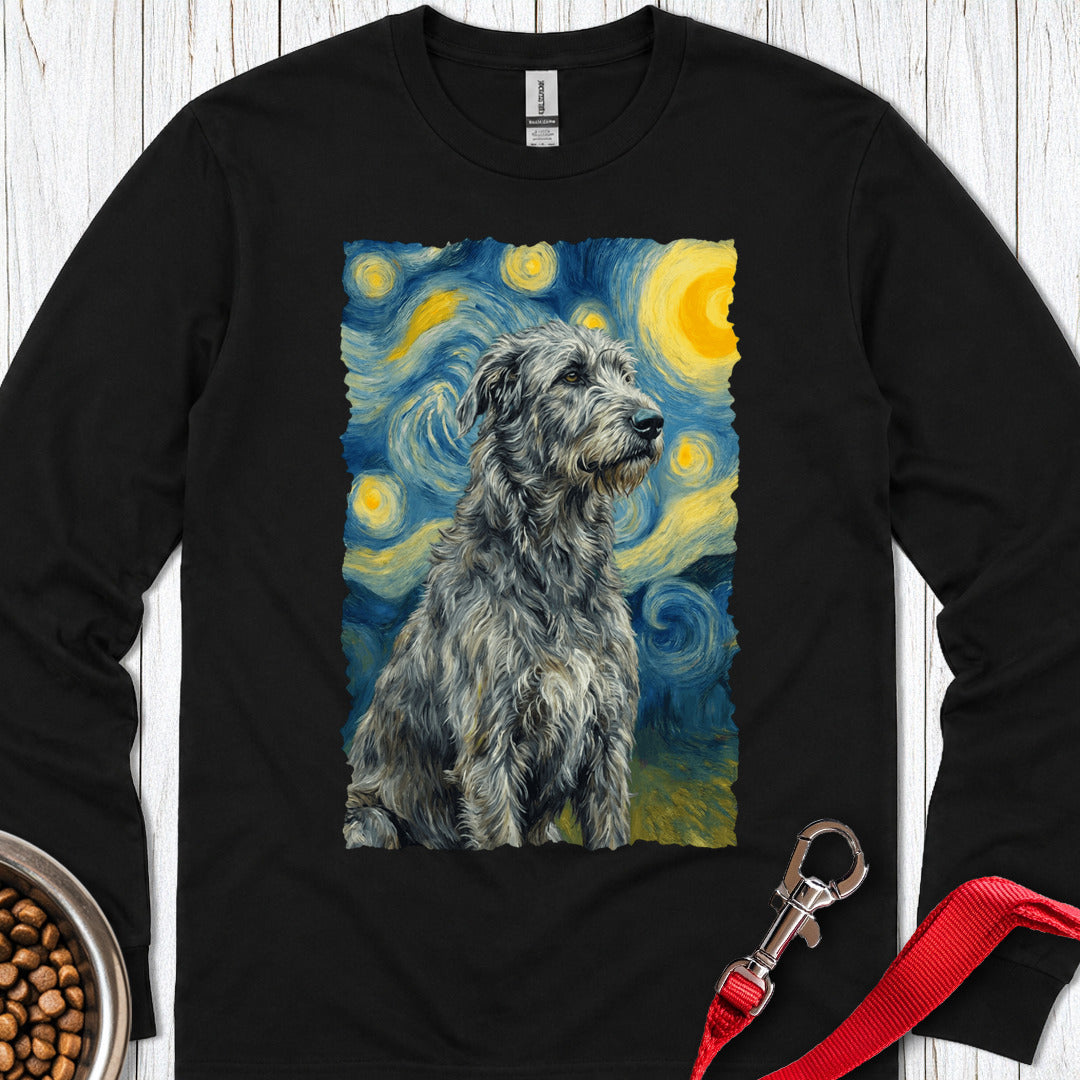 Irish Wolfhound Van Gogh Long Sleeve — Black