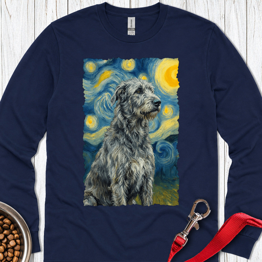 Irish Wolfhound Van Gogh Long Sleeve — Navy