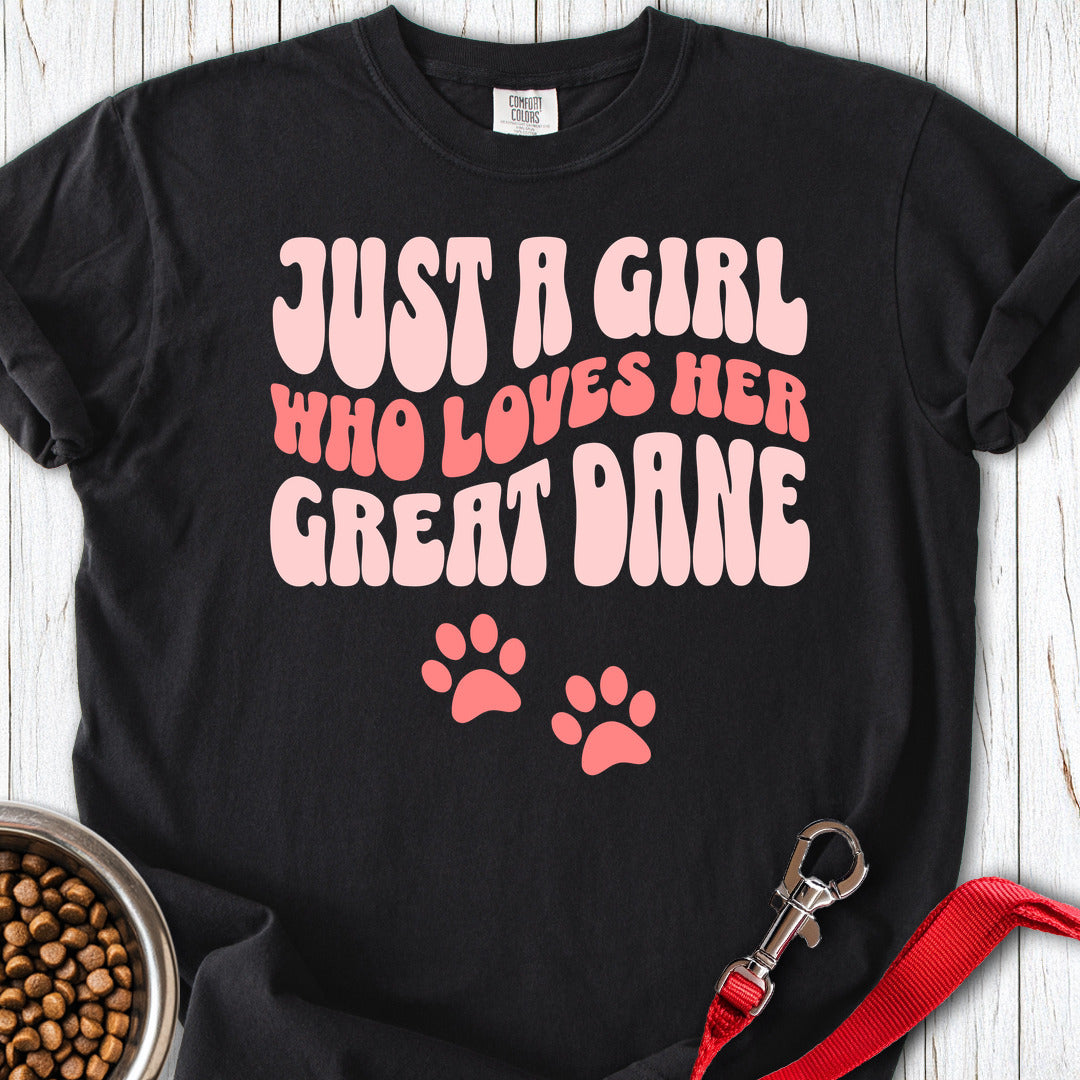 Just a Girl Who Loves Her Great Dane Premium Tee — Black
