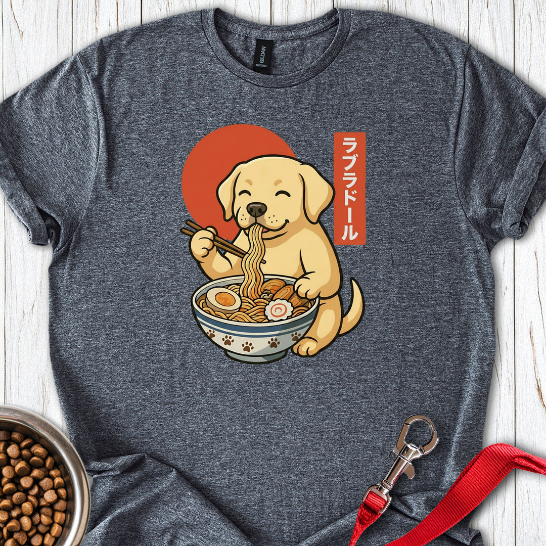 Lab Puppy Eating Ramen Dark Heather