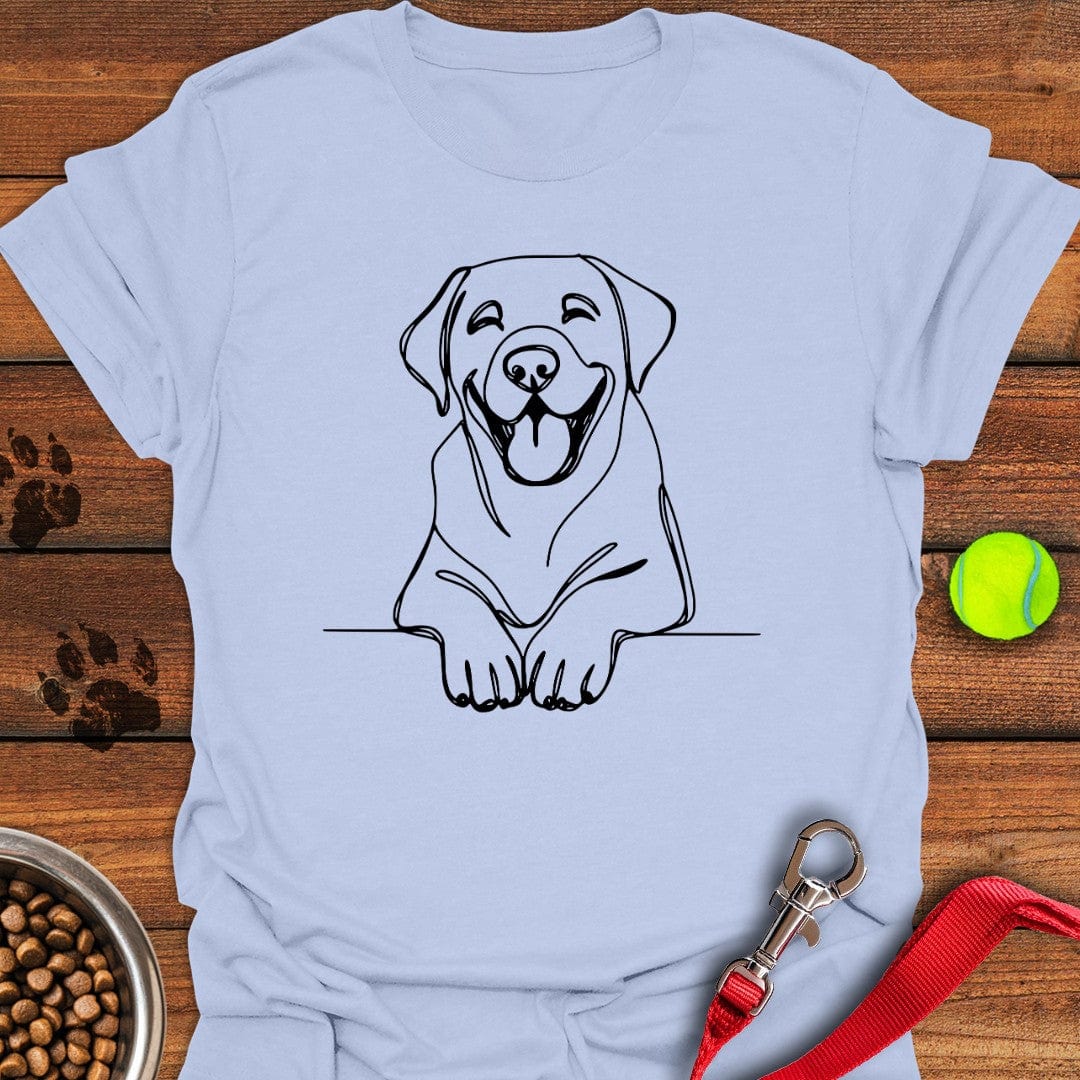 Happy Labrador Line Art T-Shirt Light Blue