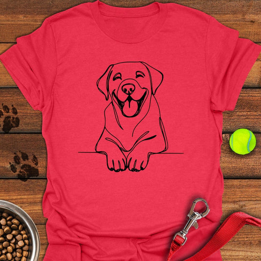 Happy Labrador Line Art T-Shirt Heather Red
