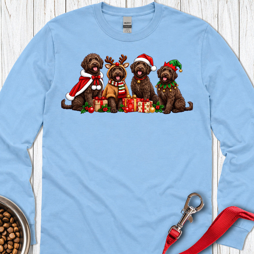 Labradoodle Christmas Group Long Sleeve — Carolina Blue