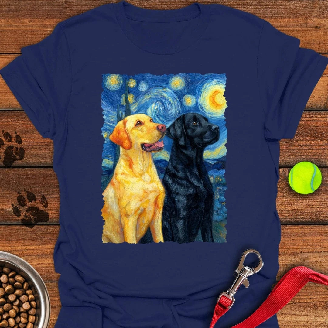 Yellow & Black Lab Van Gogh T-Shirt Navy