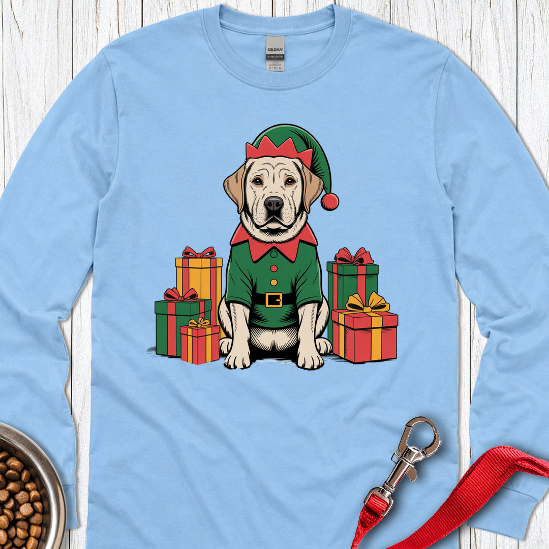 Labrador Christmas Elf Long Sleeve — Carolina Blue