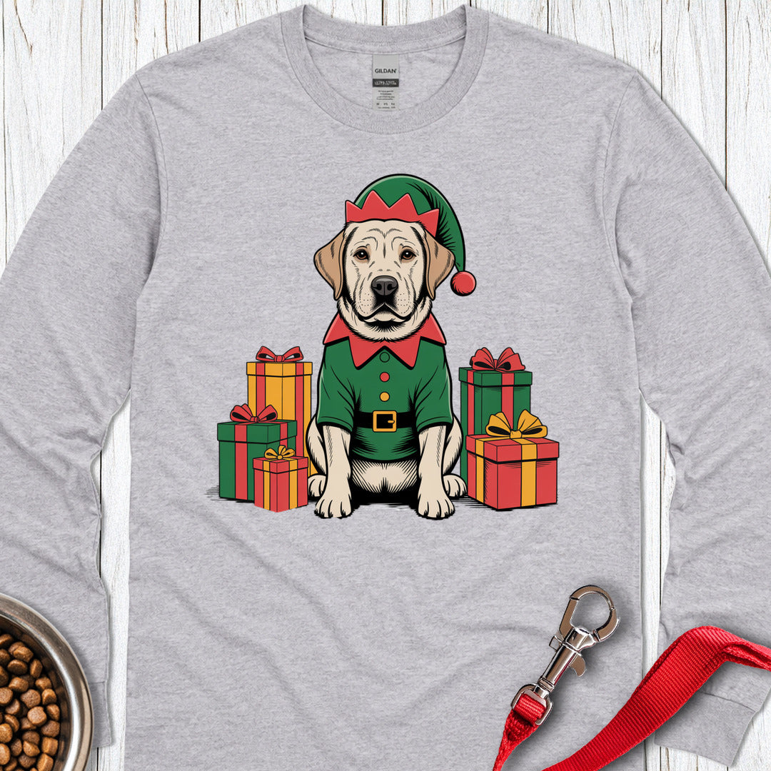 Labrador Christmas Elf Long Sleeve — Sport Grey