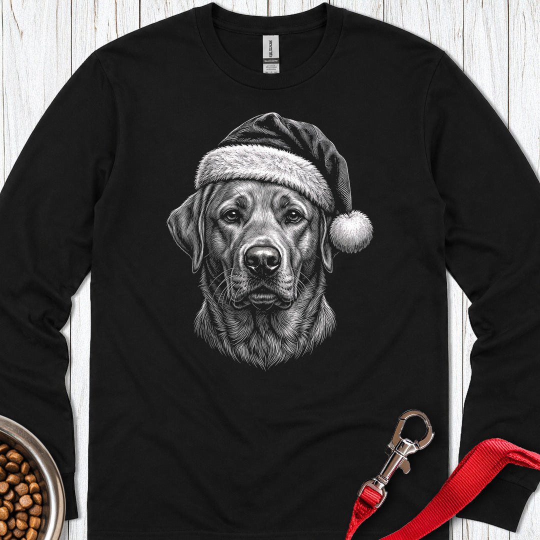 Labrador Christmas Santa Hat Long Sleeve — Black