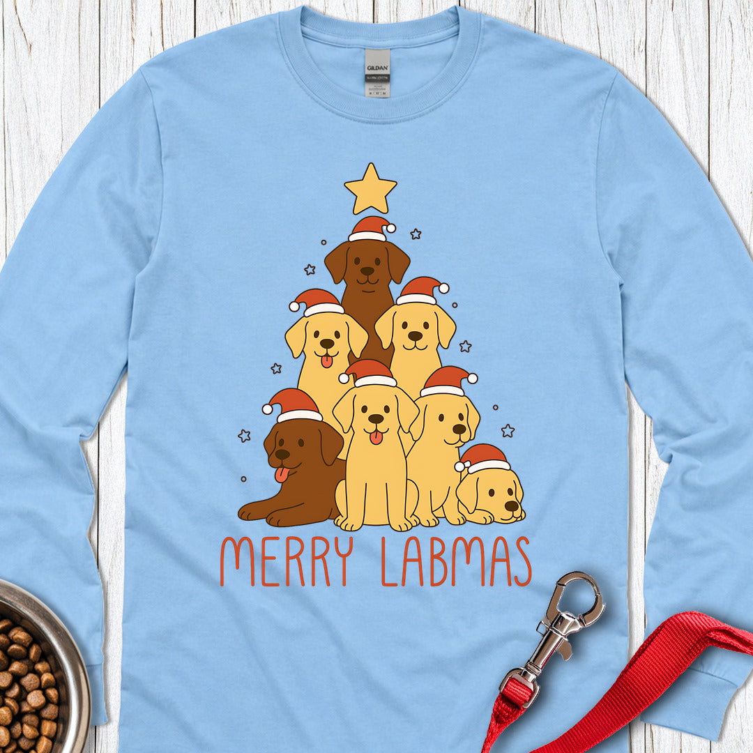 Labrador Christmas Tree Long Sleeve — Carolina Blue