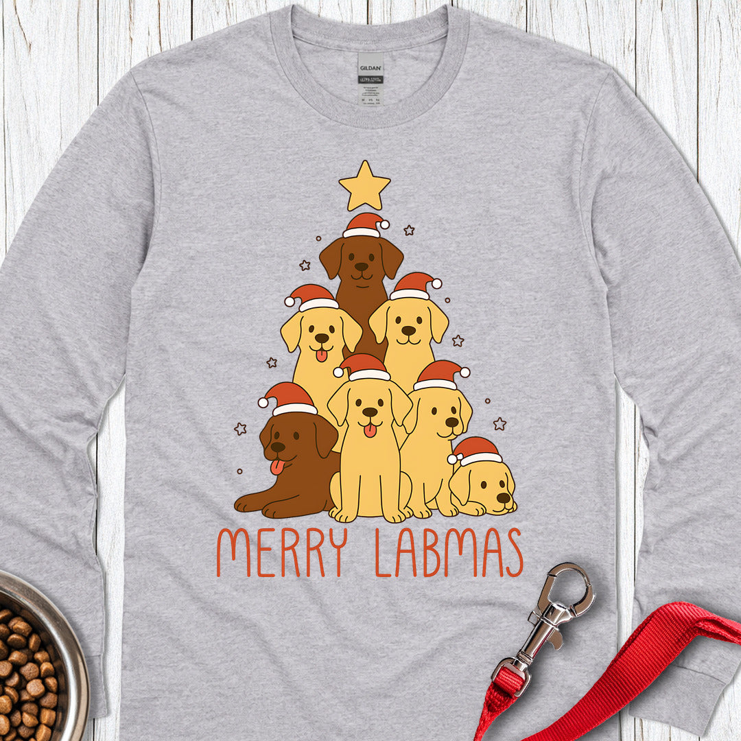 Labrador Christmas Tree Long Sleeve — Sport Grey