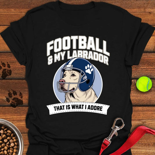 Football Yellow Labrador T-Shirt Black