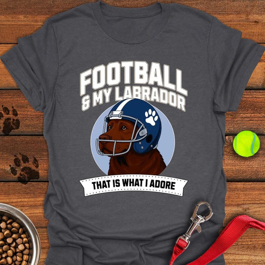 Football Chocolate Labrador T-Shirt Dark Heather