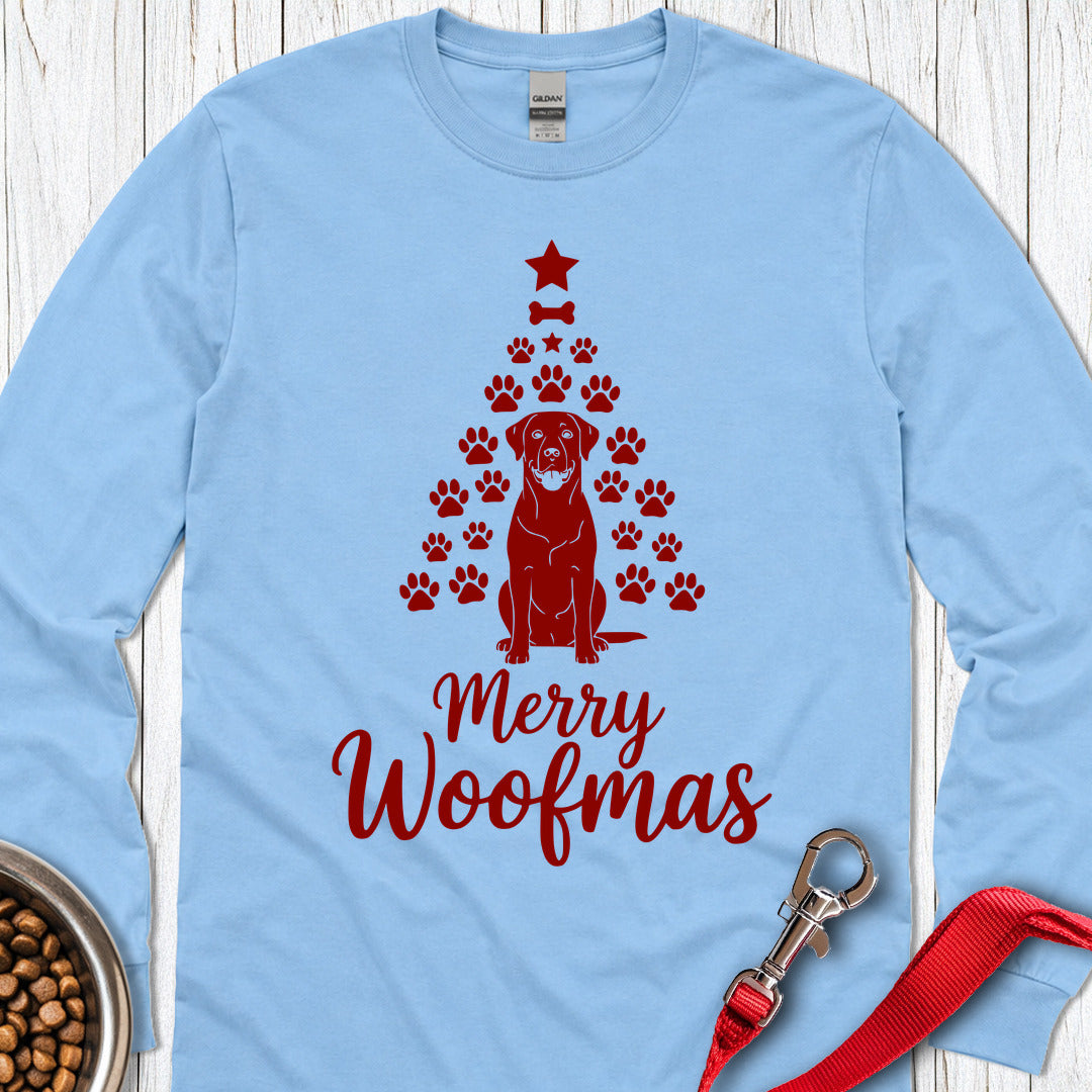 Labrador Merry Woofmas Christmas Long Sleeve — Carolina Blue