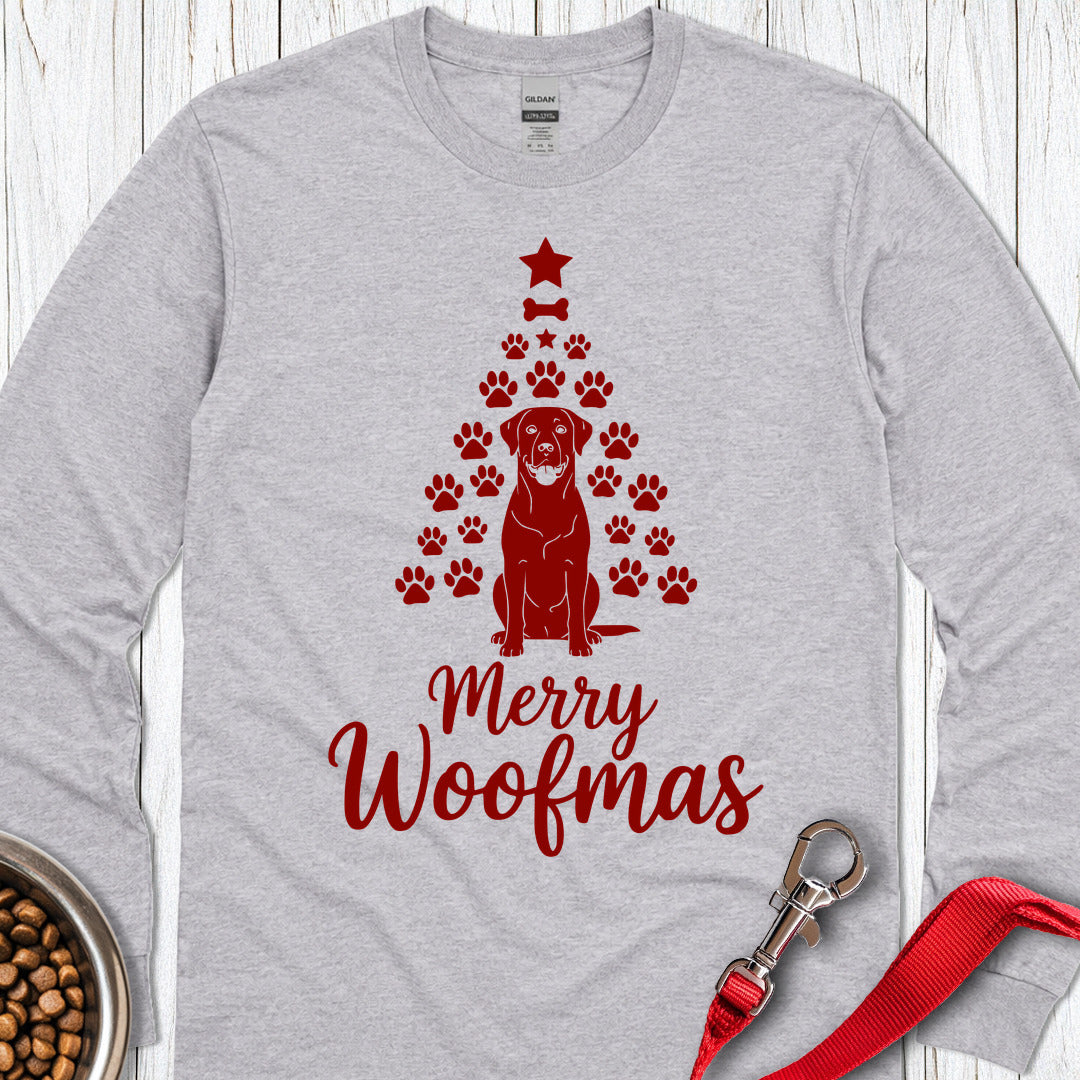 Labrador Merry Woofmas Christmas Long Sleeve — Sport Grey