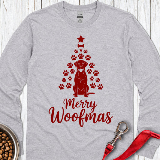 Labrador Merry Woofmas Christmas Long Sleeve Sport Grey