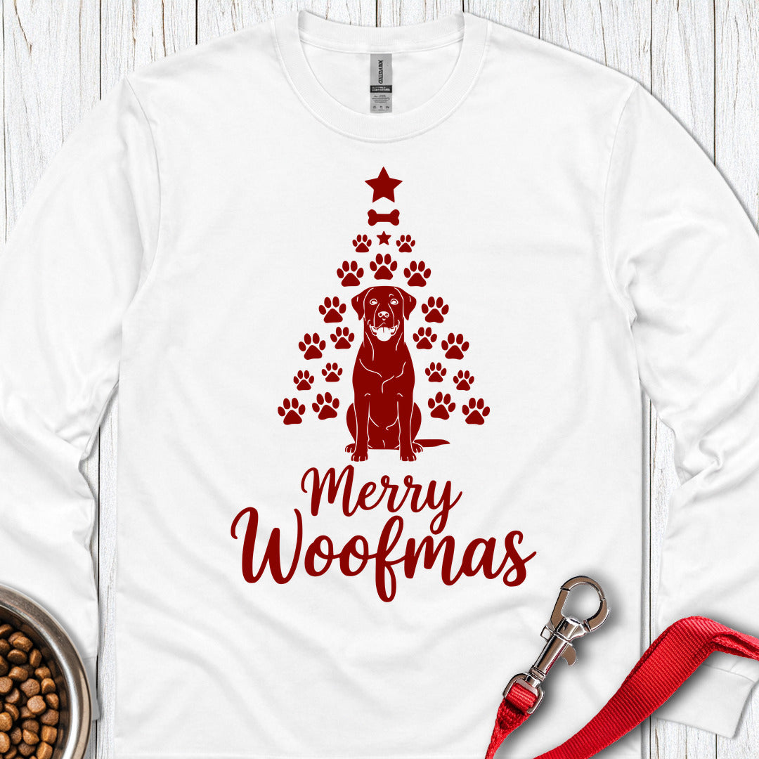 Labrador Merry Woofmas Christmas Long Sleeve — White