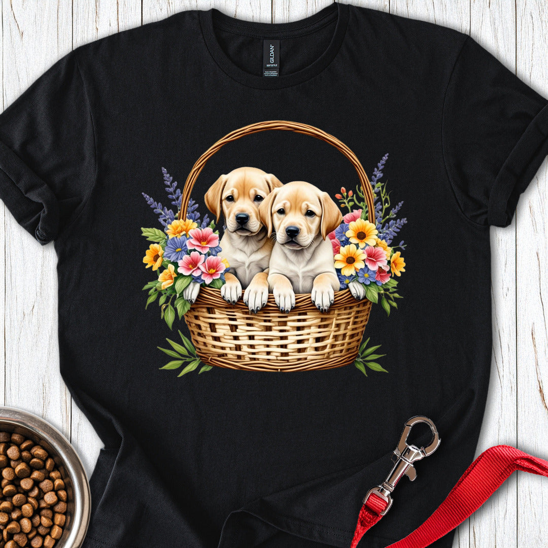 Labrador Puppies in Basket Black