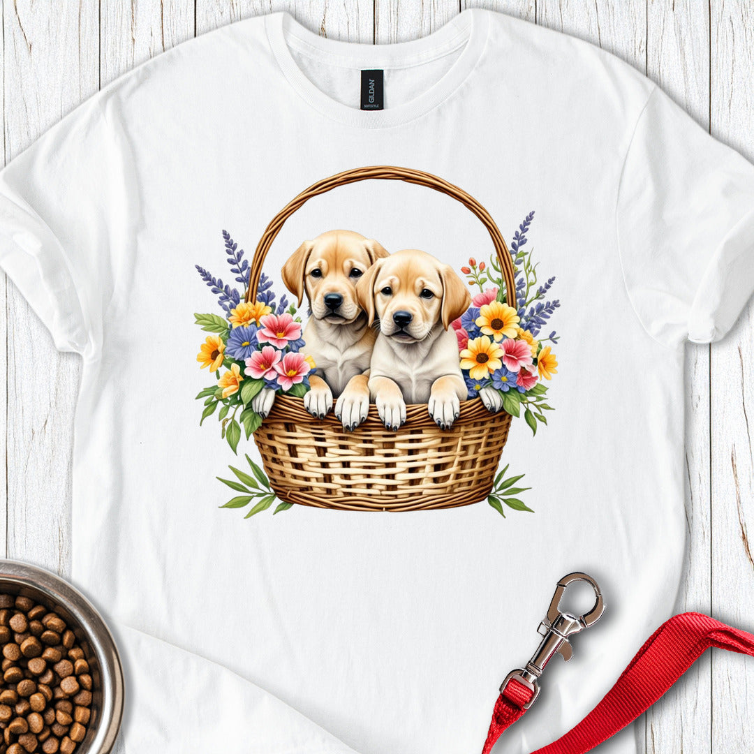 Labrador Puppies in Basket White