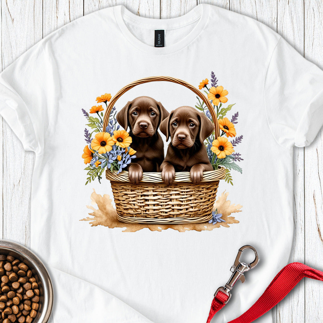 Labrador Puppies in Basket White