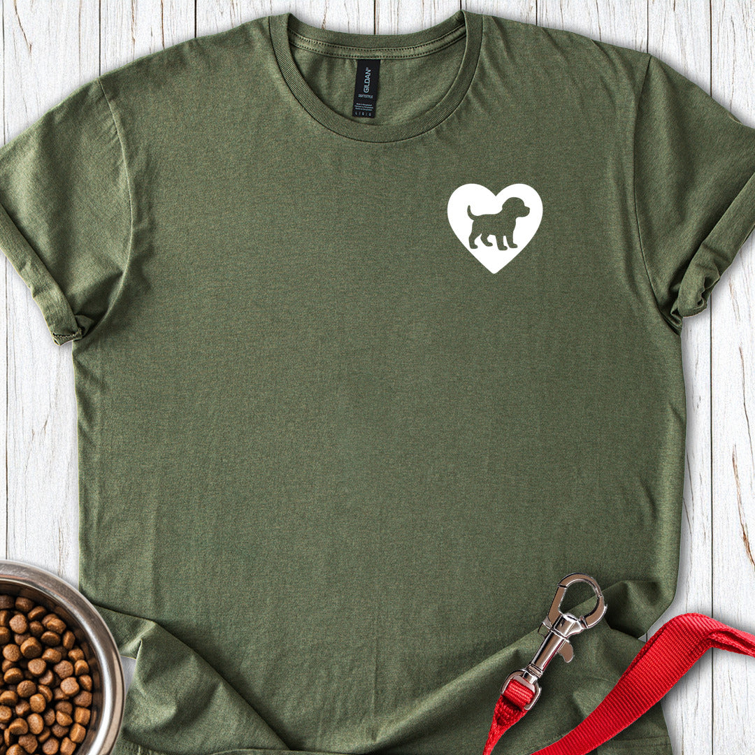 Labrador Puppy Heart Military Green