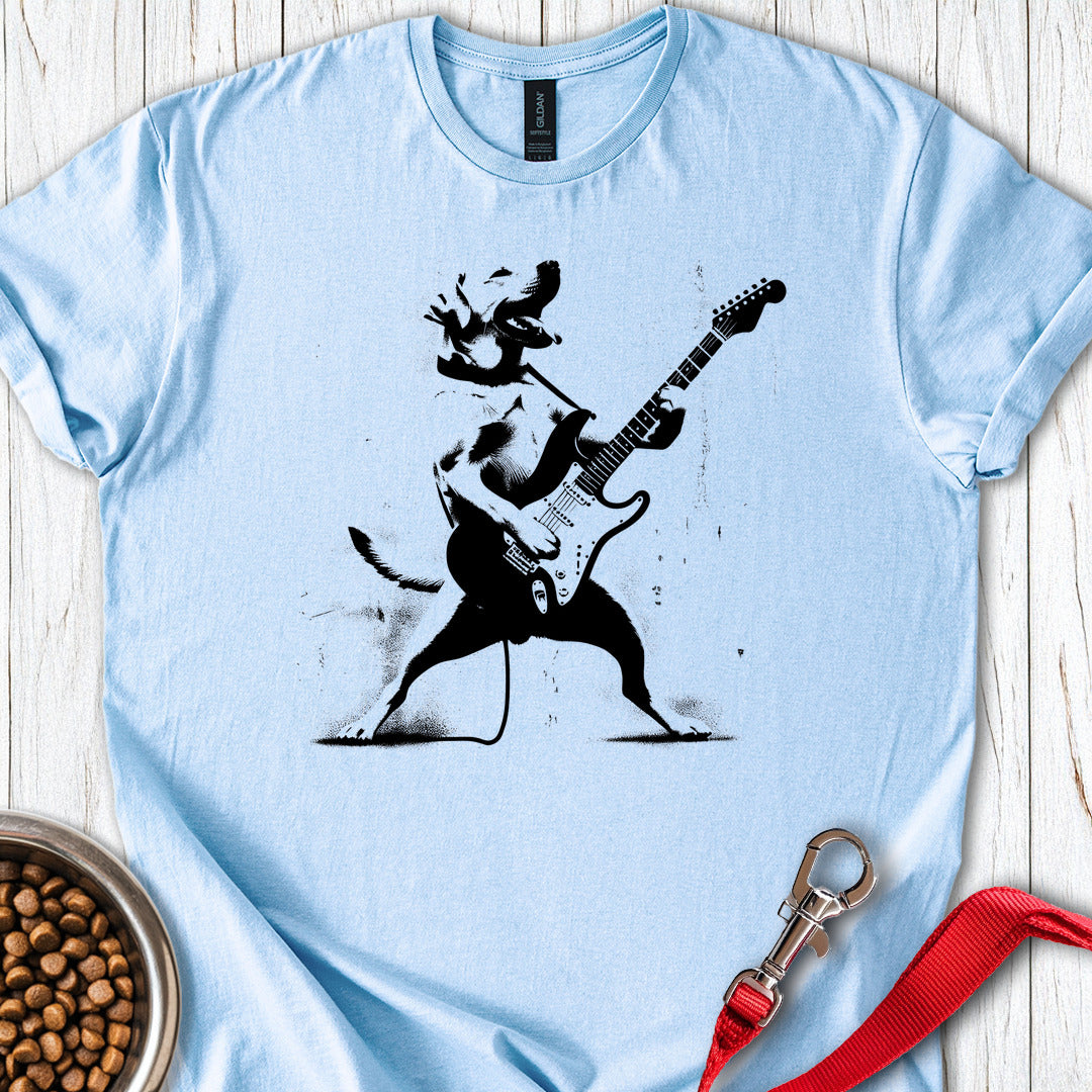 Labrador Rocking the Guitar Light Blue