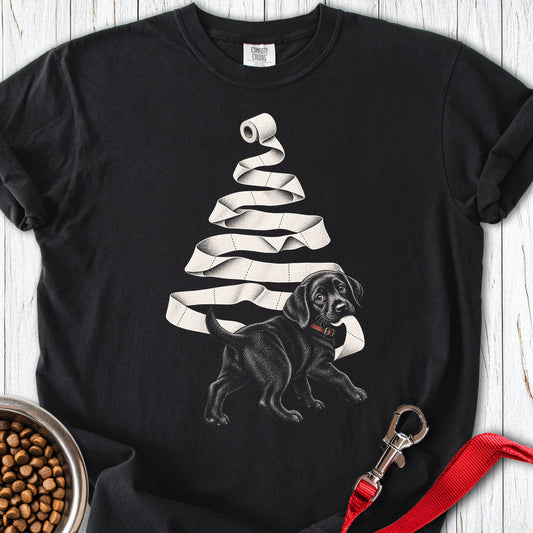 Labrador Toilet Christmas Tree Premium Tee Black